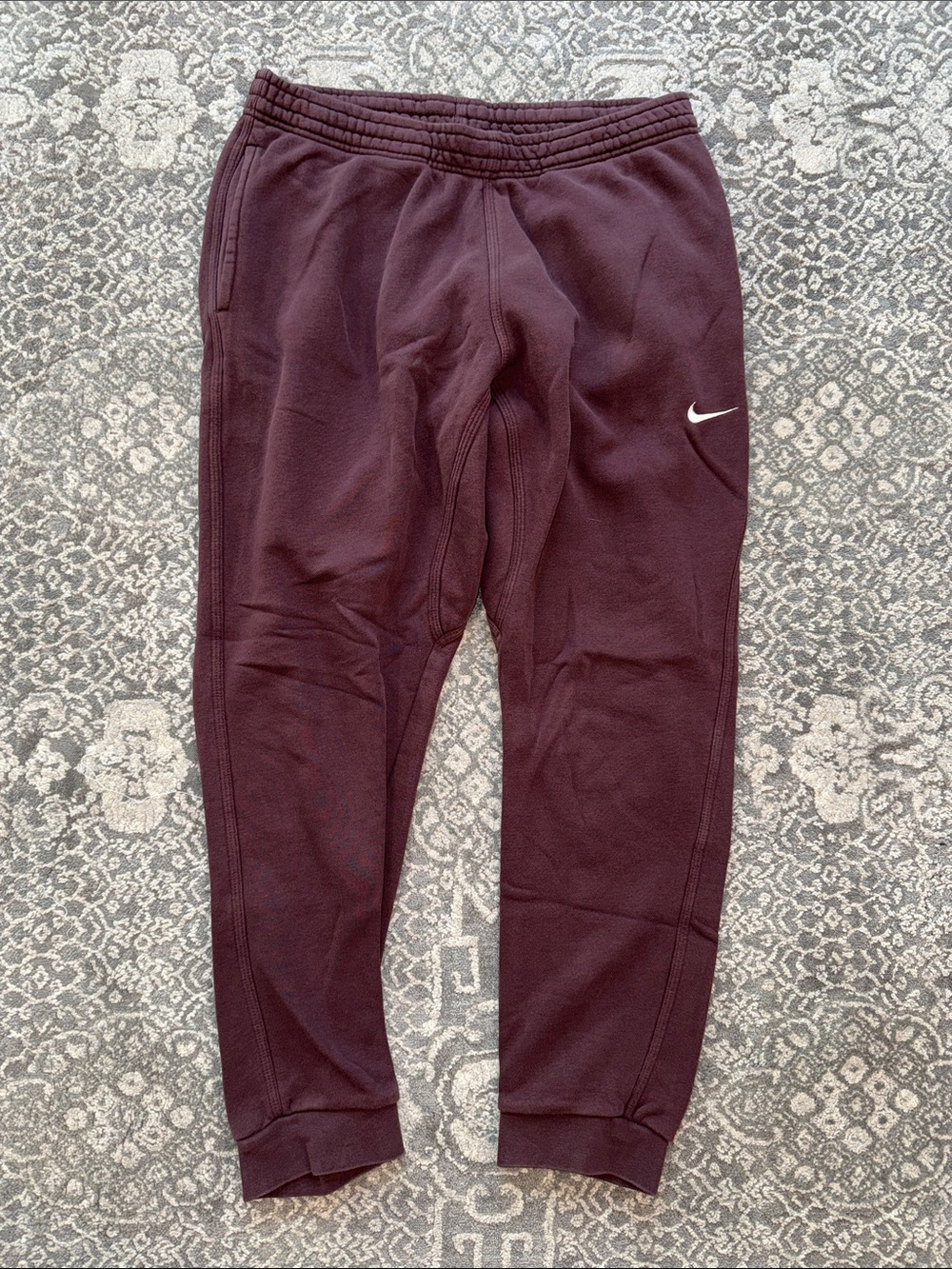 Nike Burgundy Jogger Sweatpants White Swoosh Womens XL